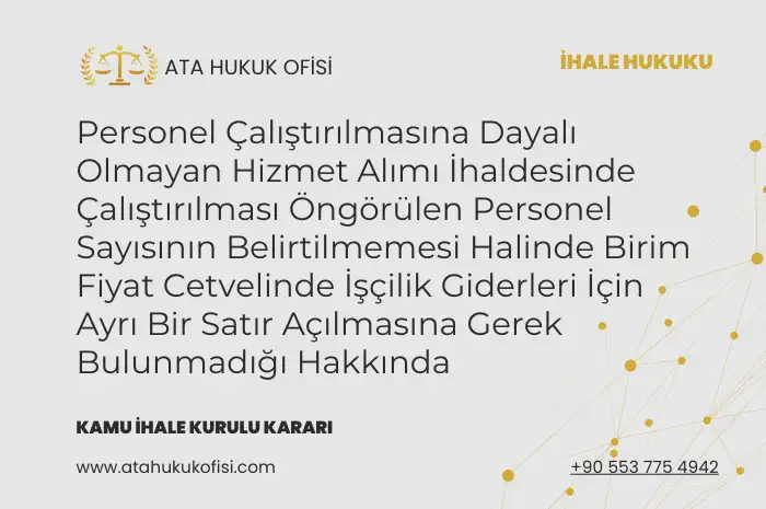 ihalede personel sayısının belirtilmemesi