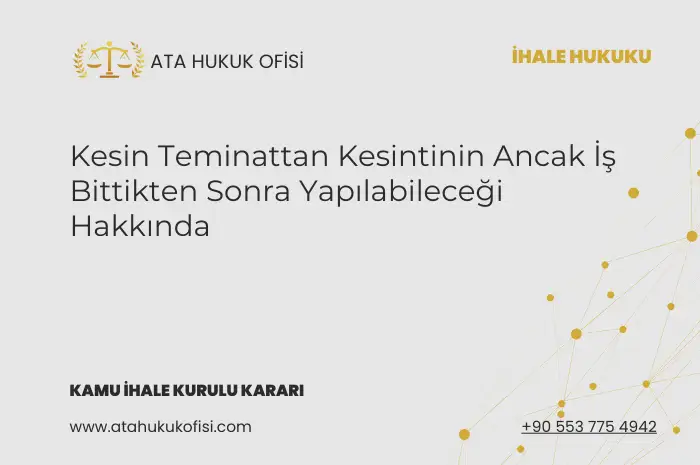 kesin teminattan kesinti yapma